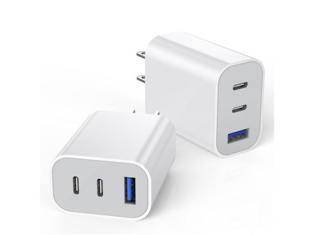 [2-Pack] iPhone 15 Charger Block, 35W 3-Port Fast USB C Charger Block Dual Port PD Power Adapter + QC Wall Plug Multiport USB C Wall Charger Block...