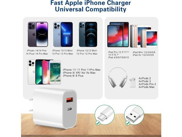 Fast Charger iPhone,Dual Port A/C iPhone Charger Fast Charging Adapter[Apple MFi Certified]2Pack Quick Double iPhone Wall Charger Block 10FT USBC...