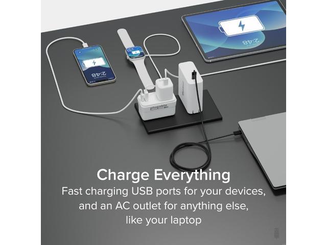 Plugable Wall Outlet Extender with 1x USB-C and 1x USB, 32W USB C Charger Block, USBC Fast Charger for iPhone 13/14, Travel, Home, Office, Cruise Ship
