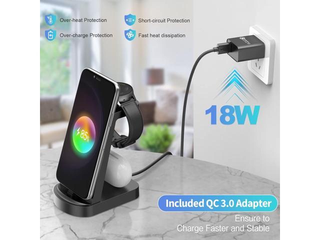 Charging Station for Multiple Devices,3 in 1 Fast Charging Stand USB-C Charger for Galaxy Watch 5/5 Pro/4/3/Active,Galaxy...