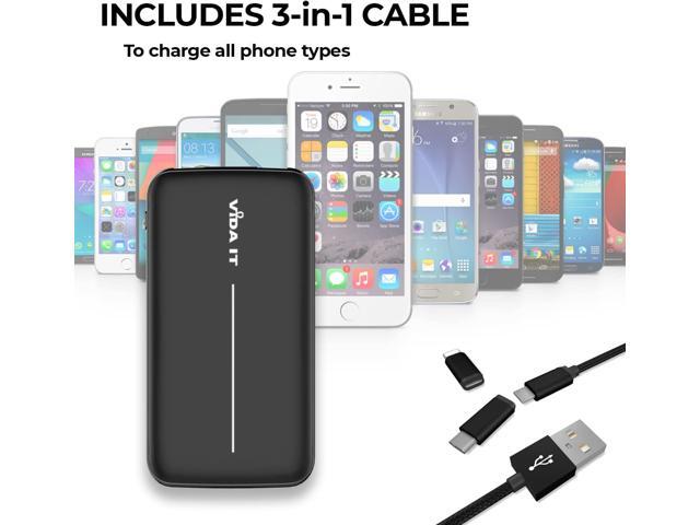 Vida IT Super Slim Power Bank Battery Pack for Heated Vest Jacket Coat Gloves 5V 2A 10000mAh DC Thin Portable Charger for Samsung Galaxy S21 S22...