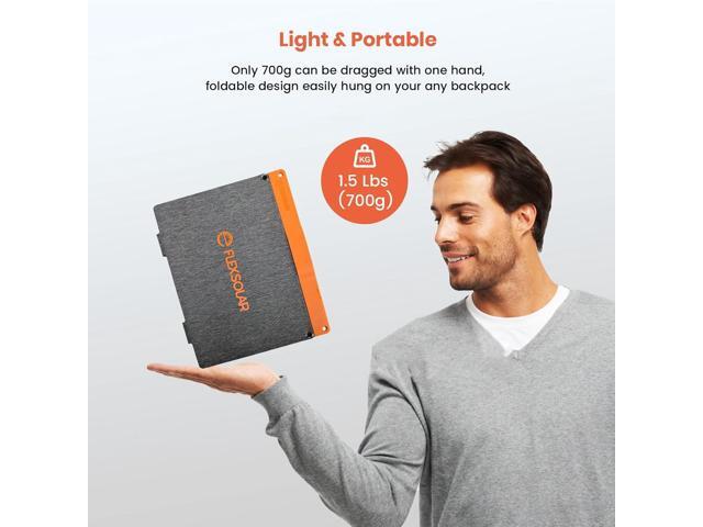 FlexSolar 20W Portable Solar Panel, High-Efficiency Monocrystalline PV Module Power Charger with Dual USB Ports for Phones, Tablets, Power Bank,...