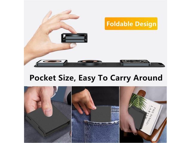 Mag-Safe 3 in 1 Charging Station for Apple, [with 25W Adapter] Foldable Magnetic Wireless Charger, 15W Fast Charging Pad Travel Charger for Multple...