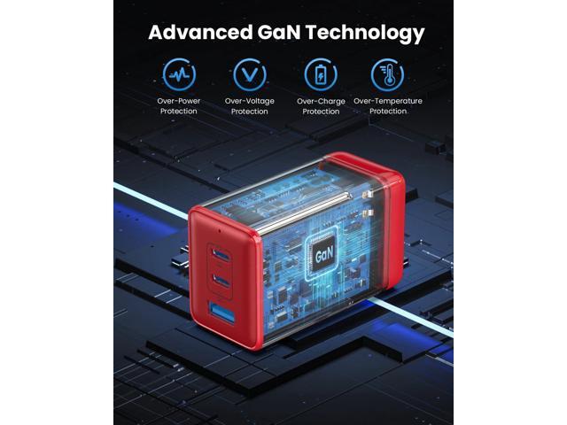 128W USB C Wall Charger,GaN III 3-Port Fast Charging Station,PD QC Foldable Charger Block Portable 65W USB C Laptop Adapter for MacBook...
