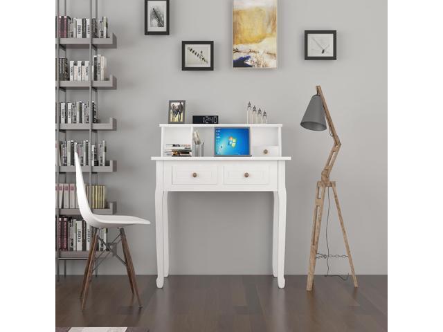 DMAITH Writing Desk with Storage Drawers, 32 Inch White Secretary Desk for Home Office, Computer Desk with Drawres, Small Vanity Desk for Bedroom