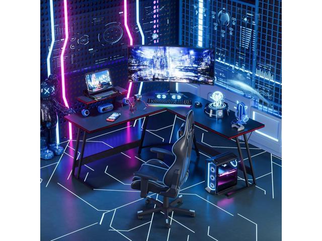 JUMMICO L Shaped Gaming Desk, 51 Inch Pc Corner Table, Computer Corner Desk with Monitor Stand for Home Office Sturdy Writing Workstation (Large,...