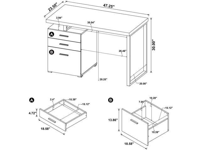 COASTER Furniture Brennan Modern 3 Drawer Home Office Writing Computer Desk Silver Metal Frame Cappuccino Brown Silver 800519