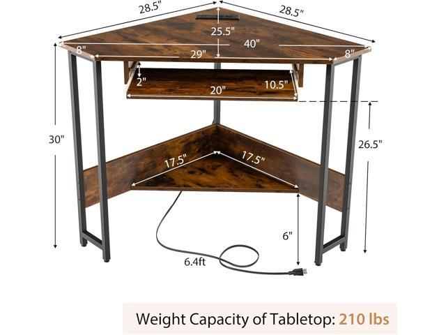 Tangkula Corner Desk with Keyboard Tray, 90-Degree Triangle Corner Computer Desk for Small Space, Industrial Writing Desk with Storage Shelf,...
