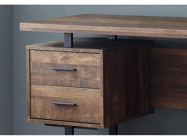 Monarch Specialties Computer Desk with Drawers - Contemporary Style - Home & Office Computer Desk with Metal Legs - 60'L (Brown Reclaimed Wood Look)