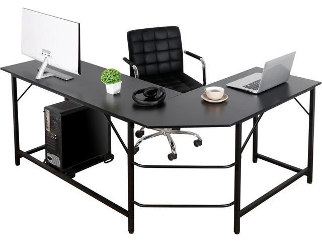 SUPER DEAL 66' L Shaped Gaming Corner Computer Desk with CPU Stand and Foot Rest Bar, PC Laptop Study Table Workstation Gaming Desk for Home...