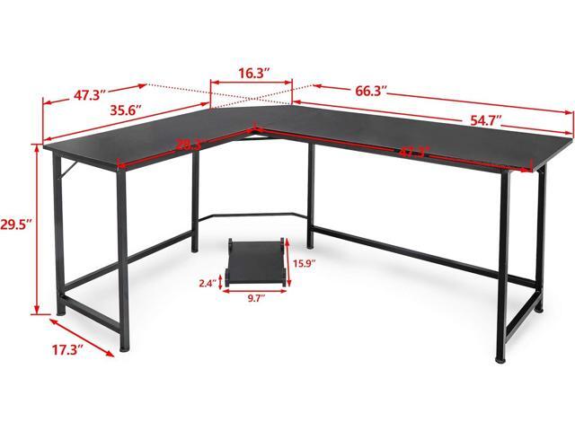 SUPER DEAL 66' L Shaped Gaming Corner Computer Desk with CPU Stand and Foot Rest Bar, PC Laptop Study Table Workstation Gaming Desk for Home...