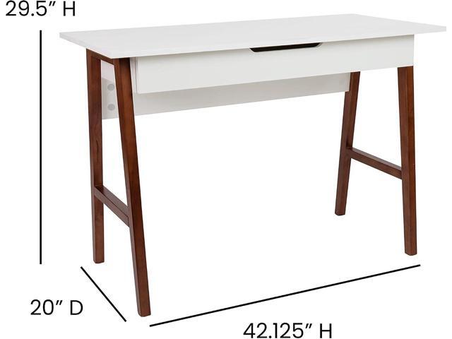 Flash Furniture Darla Computer Desk - White Home Office Desk with Storage Drawer - 42' Long Writing Desk for Bedroom