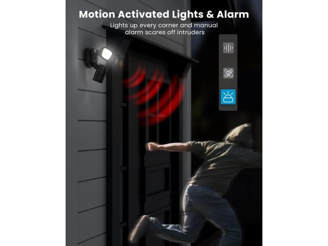 ieGeek Floodlight Camera Outdoor, 2K Wired Home Smart Security Cameras, 2.4G WiFi Flood Light Camera with Motion Sensor, Wiring 2600 Lumens Cam,...