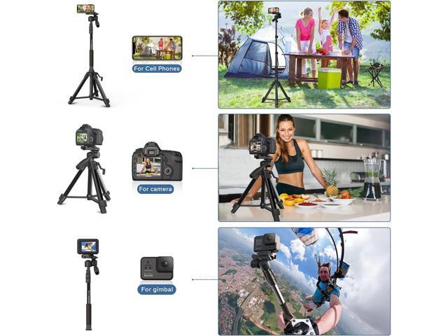 Camera Tripod 69 Inch, Patented 3-Way Swivel Portable Phone Tripod Professional Aluminum Alloy Travel Phone Camera Stand Monopod for Canon Nikon...