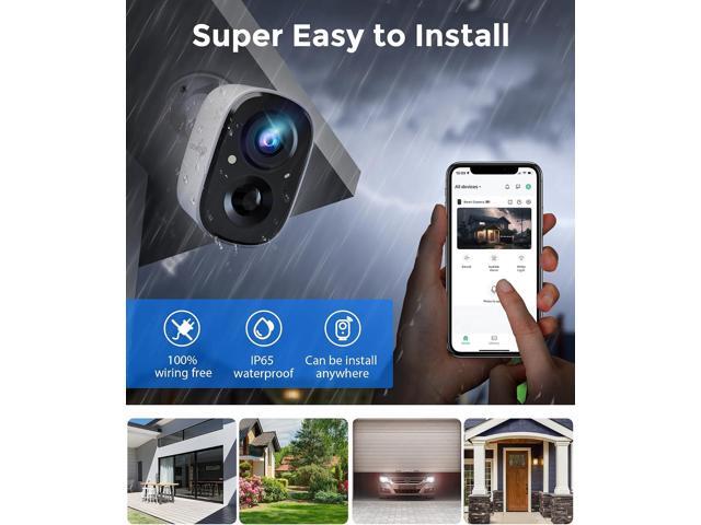 2K Wireless Security Cameras - Outdoor WiFi Security Cameras Color Night Vision, AI/PIR Detection, 2-Way Talk, Cloud/SD, Weatherproof, Battery...
