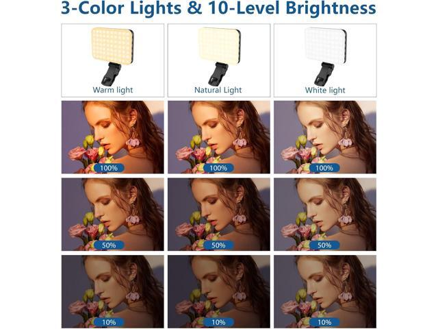 60 LED Portable Selfie Light Video Conference Lighting with Clip & Camera Tripod Adapter Rechargeable 2200mAh CRI 97+, 3 Light Modes for Phone...