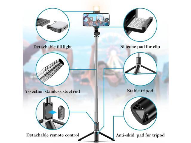 Portable 41 Inch Selfie Stick Phone Tripod with Wireless Remote Extendable Tripod Stand 360 Rotation Compatible with iPhone 14 13 12 11 pro Xs Max...