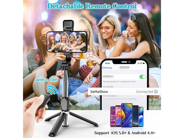 Portable 41 Inch Selfie Stick Phone Tripod with Wireless Remote Extendable Tripod Stand 360 Rotation Compatible with iPhone 14 13 12 11 pro Xs Max...
