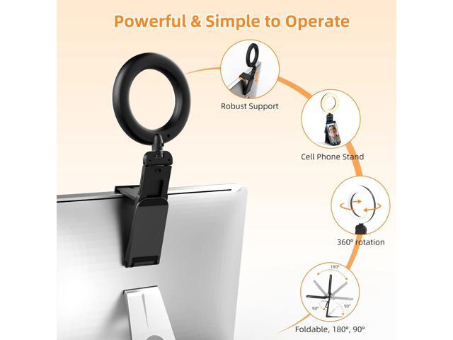 Ring Light for Computer Laptop,Video Conference Lighting kit for Zoom Meetings,5' Small Led Selfie Light Portable Ring Light with Stand,Cell Phone...