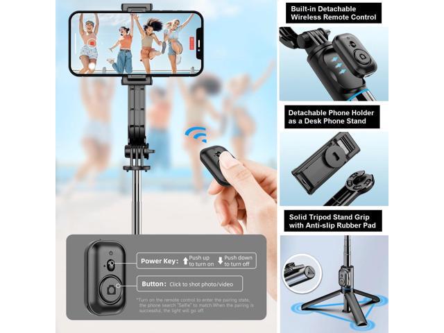 Selfie Stick with Tripod Stand and Remote - 42' Extendable Selfie Stick for iPhone 15 14 13 12 Pro Max Android Galaxy S23 S22 Portable Selfie Phone...