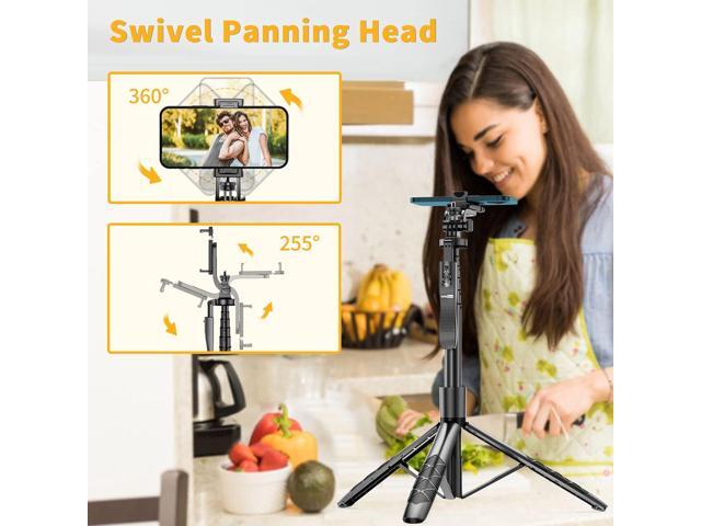 61' Selfie Stick Tripod, All in One Extendable Phone Tripod Stand with Wireless Remote 360° Rotation for iPhone and Android Phone Selfies, Video...