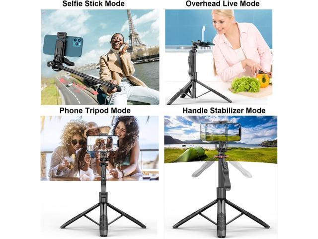 Selfie Stick Phone Tripod with Remote - 60' Extendable Tripod Stand for iPhone Android Camera 360° Rotation Overhead Tripod Phone Holder iPhone...