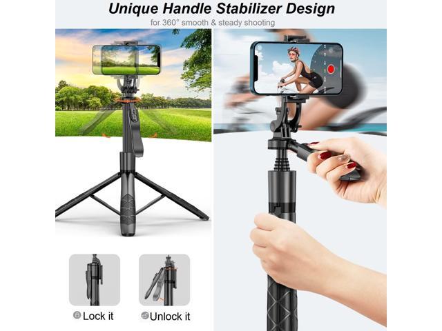 Selfie Stick Phone Tripod with Remote - 60' Extendable Tripod Stand for iPhone Android Camera 360° Rotation Overhead Tripod Phone Holder iPhone...