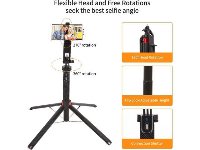 71' Tall Selfie Stick Tripod with Remote, Upgrade Aluminum Alloy Quadripod, Extendable Anti-Shake Selfie Stick with Balance Handle 1/4 Screw,...