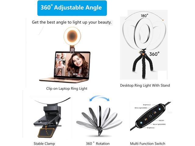 Video Conference Lighting, YooGoal 6.3' Ring Light with Stand Clip on Laptop Desktop Ring Light for Video Calls, Webcam, Remote Working, Zoom...