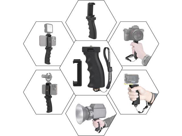 Universal Ergonomic Anti-Falling Cell Phone Smartphone Hand Grip Stabilizer w/Safety Strap, Portable Selfie Stick Handheld Vlogging Holder Mount...