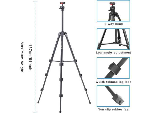 Cell Phone Tripod, 54 Aluminum Travel Selfie Stick Phone Stand Tripod for iPhone and Android Cellphone & Camera with Shutter,Cellphone Tablet...
