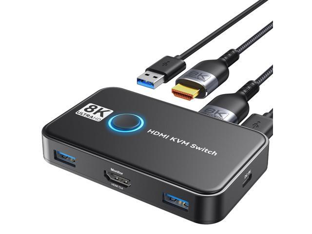 KVM Switch 1 Monitors 2 Computers Viagkiki USB Switch for 2 Computers Share Keyboard Mouse Printer and one HD Monitor Support UHD 8K@60Hz with 2...