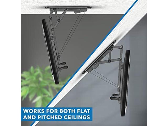 Mount-It! Electric Ceiling TV Mount with Remote and App Controller, Motorized Flip Down Pitched Roof Mount Fits 32 to 70 Inch Flat Screen TVs, Black