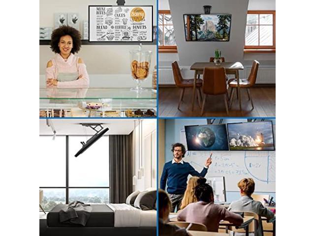 Mount-It! Electric Ceiling TV Mount with Remote and App Controller, Motorized Flip Down Pitched Roof Mount Fits 32 to 70 Inch Flat Screen TVs, Black