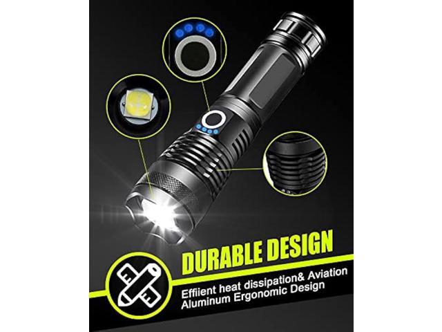 Victoper LED Flashlights, High Powered 10000 Lumens Super Bright Tactical Flashlight, Rechargeable, 5 Modes Zoomable Waterproof Flash Lights for...