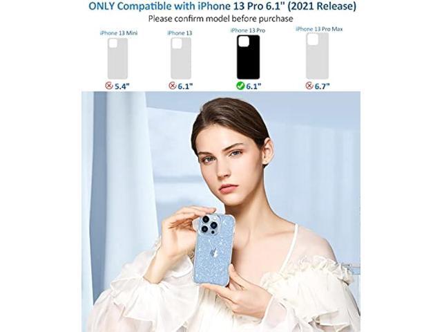 MIODIK for iPhone 13 Pro Case Clear Glitter, with Screen Protector + Camera Lens Protector, [Non-Yellowing] Crystal Women Girls Protective...