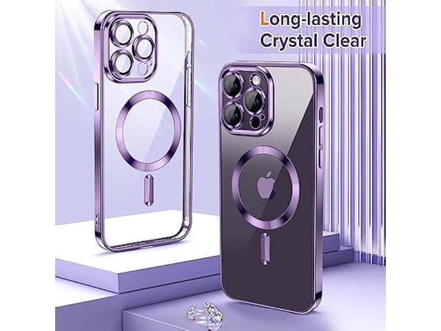 Hython Magnetic Clear Case for iPhone 14 Pro Max Case [Compatible with MagSafe] [Full Camera Lens Protection] Luxury Plating Edge Slim Soft TPU...