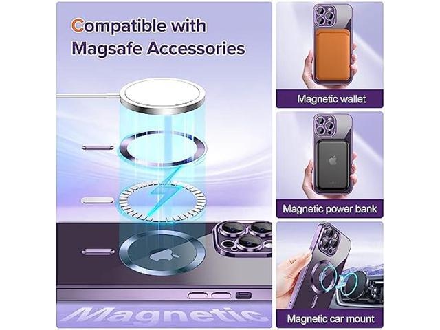 Hython Magnetic Clear Case for iPhone 14 Pro Max Case [Compatible with MagSafe] [Full Camera Lens Protection] Luxury Plating Edge Slim Soft TPU...