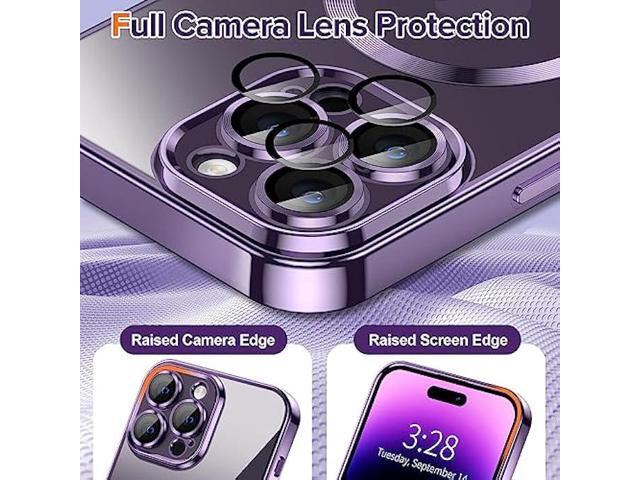 Hython Magnetic Clear Case for iPhone 14 Pro Max Case [Compatible with MagSafe] [Full Camera Lens Protection] Luxury Plating Edge Slim Soft TPU...