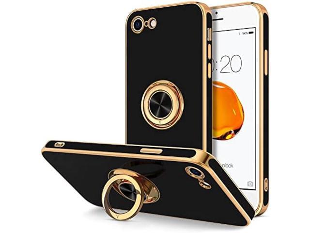 Hython Case for iPhone SE 2022, iPhone SE 2020, iPhone 7 Case, iPhone 8 Case with Ring Holder Stand Magnetic Kickstand, Plating Rose Gold Soft TPU...