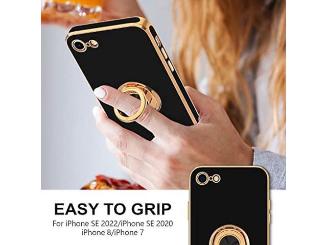Hython Case for iPhone SE 2022, iPhone SE 2020, iPhone 7 Case, iPhone 8 Case with Ring Holder Stand Magnetic Kickstand, Plating Rose Gold Soft TPU...