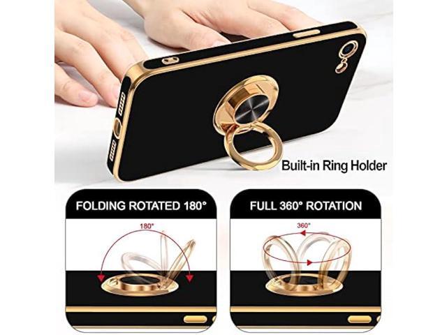 Hython Case for iPhone SE 2022, iPhone SE 2020, iPhone 7 Case, iPhone 8 Case with Ring Holder Stand Magnetic Kickstand, Plating Rose Gold Soft TPU...
