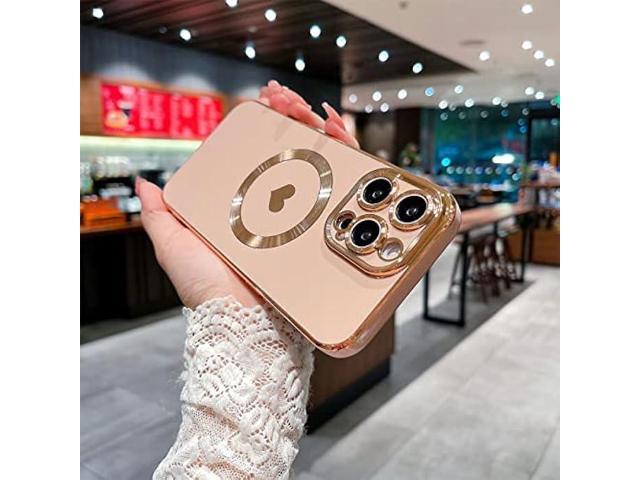 Weonmov Magnetic Case for iPhone 14 Pro Max Case for Women Men [ Compatible with MagSafe ], Cute Love Heart Soft Back Cover Raised Full Camera Lens...