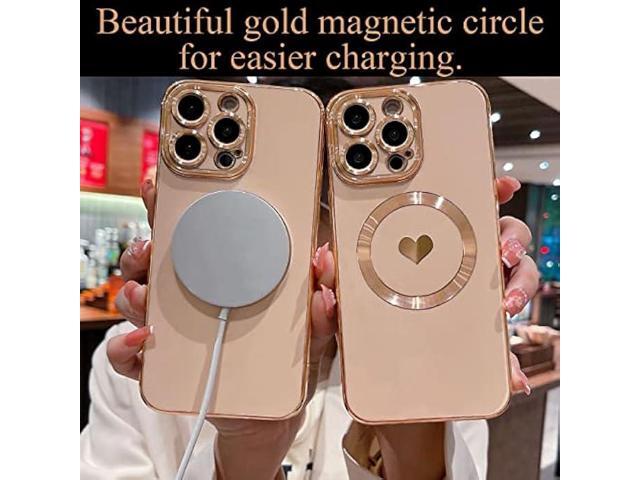 Weonmov Magnetic Case for iPhone 14 Pro Max Case for Women Men [ Compatible with MagSafe ], Cute Love Heart Soft Back Cover Raised Full Camera Lens...