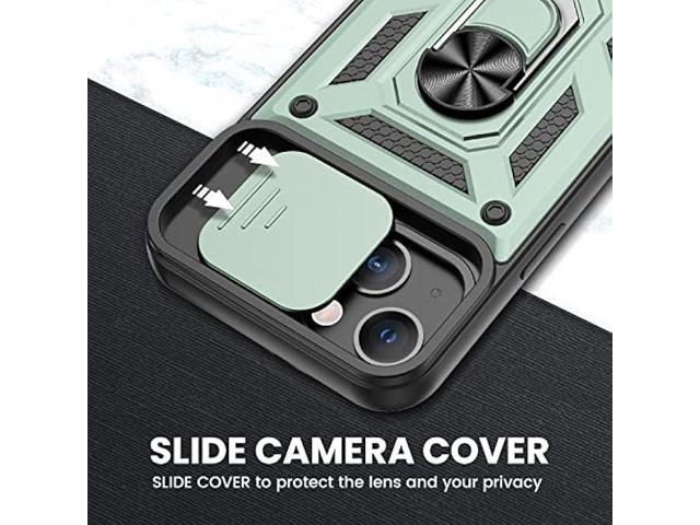 VEGO Compatible with iPhone 13 Kickstand Case, iPhone 13 Case with Slide Camera Cover, Built-in 360° Rotate Ring Stand Magnetic Cover Case for...