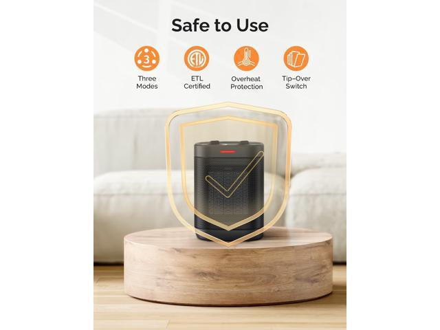 1500W Space Heaters for Indoor Use, Portable PTC Ceramic Space Heater, Small Space Heater with Thermostat, Three Modes, Overheat and Tip-Over...