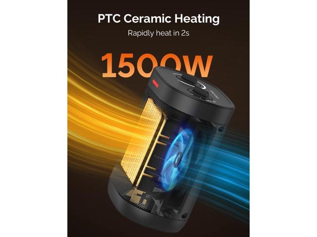 1500W Space Heaters for Indoor Use, Portable PTC Ceramic Space Heater, Small Space Heater with Thermostat, Three Modes, Overheat and Tip-Over...