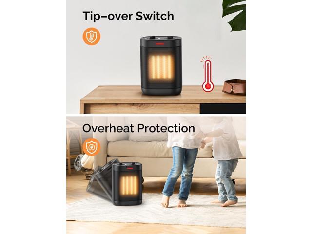 1500W Space Heaters for Indoor Use, Portable PTC Ceramic Space Heater, Small Space Heater with Thermostat, Three Modes, Overheat and Tip-Over...