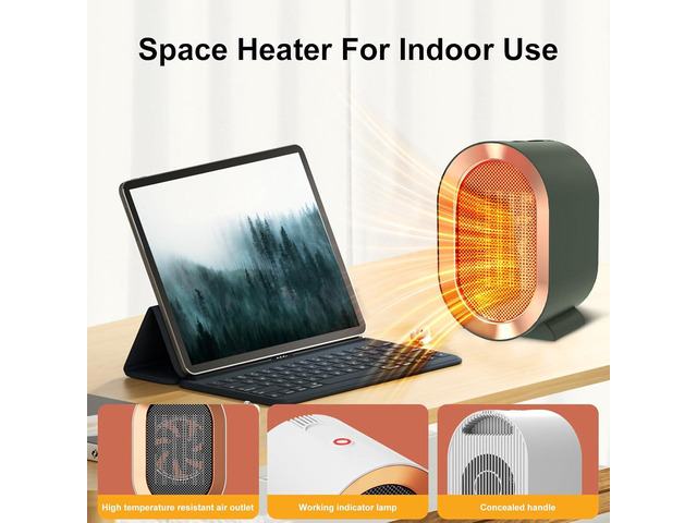 Indoor Electric Portable Space Heater, 1200W Personal Desk Heater, Fast Quiet Heating Ceramic for Small Room,Bedroom and Office Use (Green)