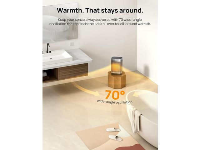 Dreo Space Heater for Bathroom and Indoor, Portable Heater, 1500W Safe and Quiet PTC Ceramic Heater, 41-95°F Digital Thermostat, 70°Oscillating,...